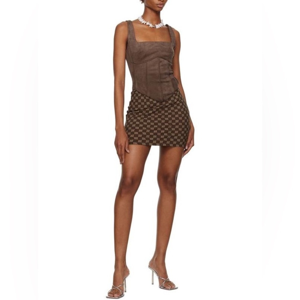 MISBHV Brown Lara Faux-Leather Corset Tank‎ Top Sz S